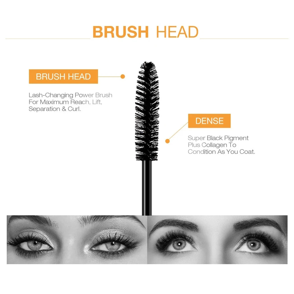 2pcs/set Black Mascara Beauty Makeup 4D Curling Lash Eyelash Extension