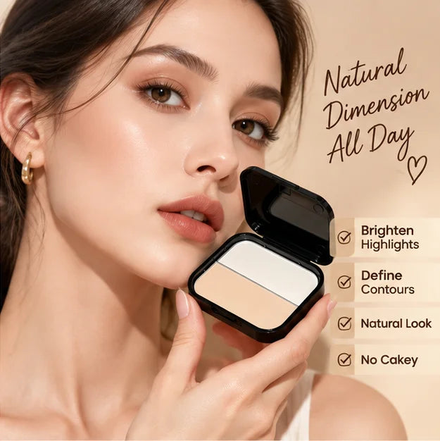Bronzer Highlighter for Face Powder Texture Two-toned Contour